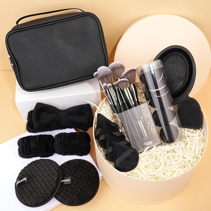 MAGEFY Makeup Brushes 37 Pcs Makeup Kit, Multi-functional Makeup Tool Set with Double-End Powder Blush Eyeshadows Brush Make up Brushes Set Bag,Black