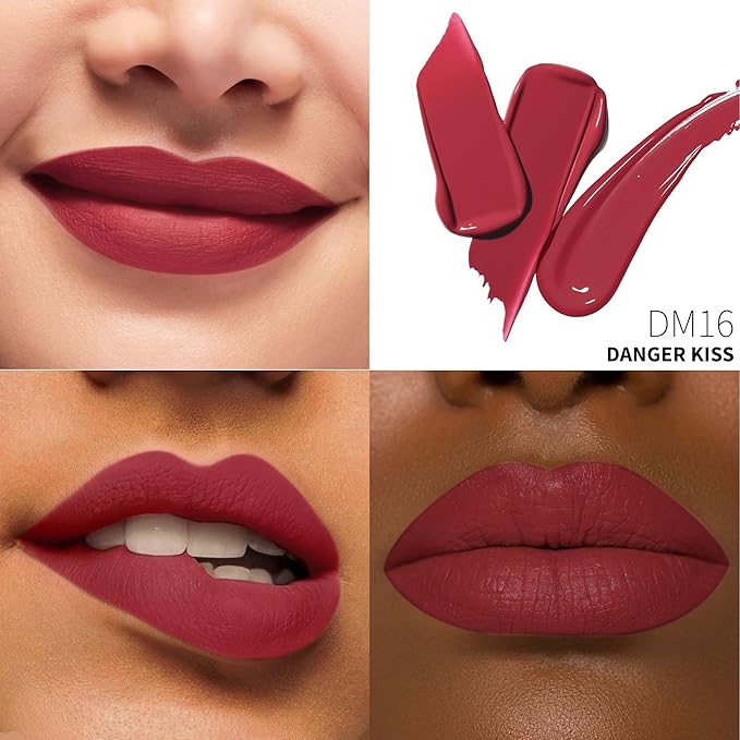 Depuplum Red Lipstick For Women, Color Stay Long Lasting Lipstick Smudgeproof Liquid Lipsticks, Cruelty Free Lip Color (DM16 Danger Kiss)