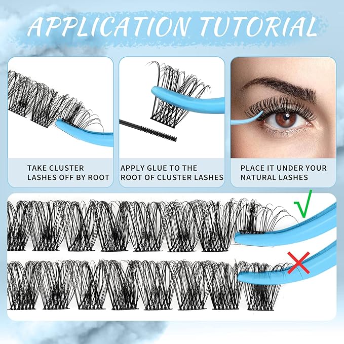 Lash Clusters 84 Pcs Cluster Lashes Eyelash Clusters DIY Cluster Eyelash Extensions Individual Lashes Thin Band & Soft(Plateau,D-8-16mix)