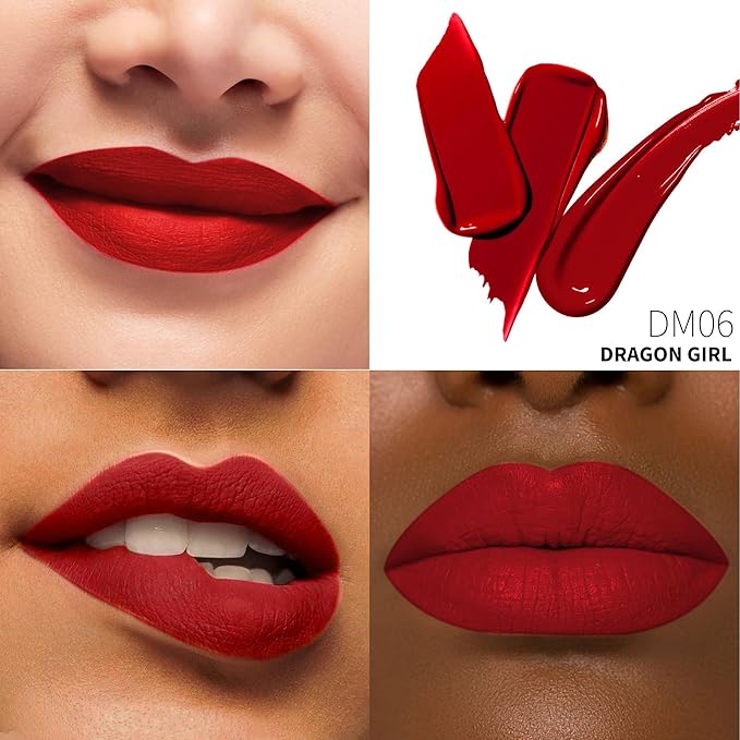Depuplum 3Pc Matte Liquid Lipsticks for Women, Dark Brown Lipstick Red Lisptick Pink Lipstick, Cruelty Free Long Lasting Lip Makeup (DM15+DM05+DM26)
