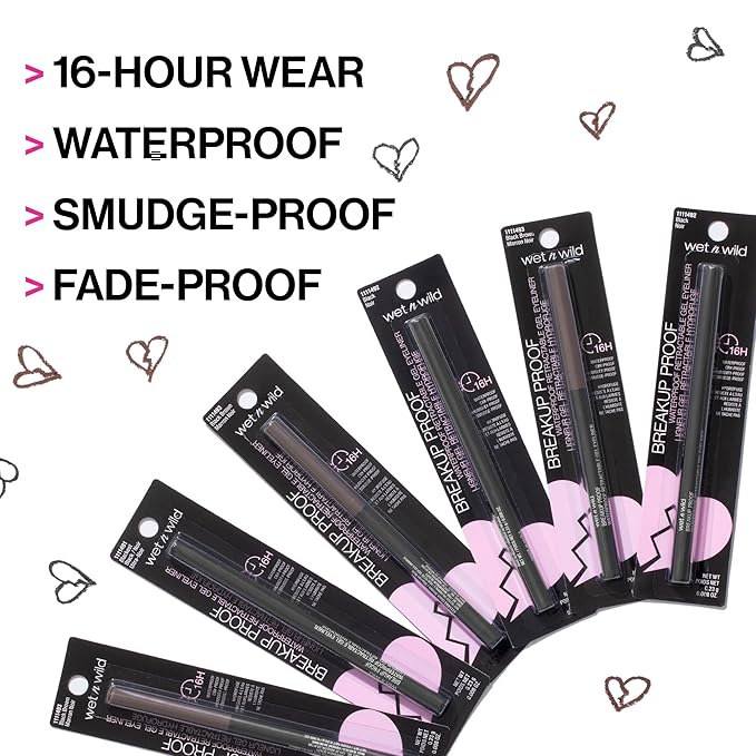 wet n wild Mega Last Breakup Proof Waterproof Retractable Gel Eyeliner - Ultra Pigmented 16-Hour Long Wear, Smudge Proof Satin Finish Formula, Cruelty-Free & Vegan - Dark Brown