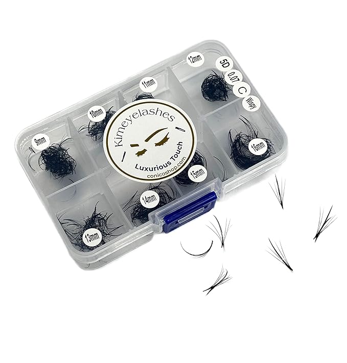 Premade Fans Eyelash Extension 500 Fans Handmade Loose Volume Lashes 5D/8D/10D/12D Pre-made Fans 0.05mm 0.07mm C/D Curl 9-16mm Hybrid Wispy Promade lashes (Wispy 5D - 0.07, Curl C)
