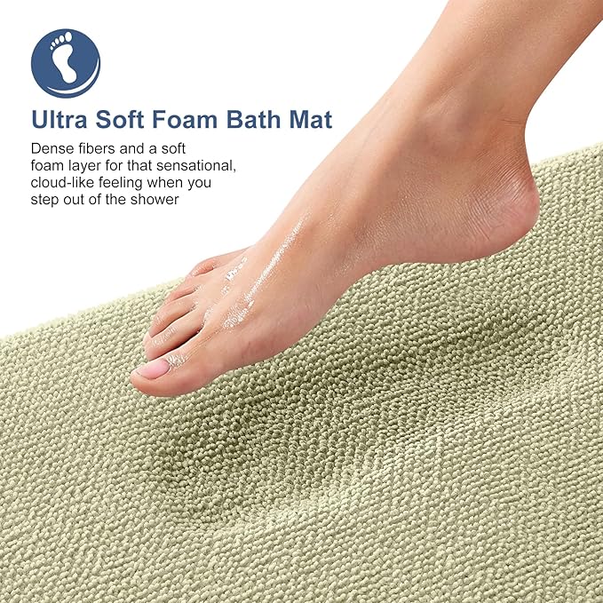 OLANLY Thick Memory Foam Bath Mat Rug 24x16, Extra Soft Absorbent Bathroom Rug, Quick Dry Bath Mats, Non-Slip, Machine Washable Carpet for Bathroom, Tub and Shower, Home Decor Accessories, Vanilla