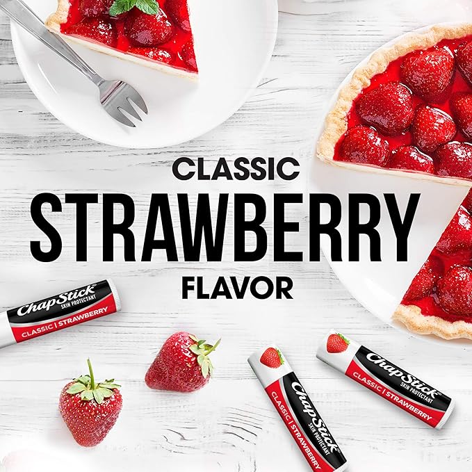 ChapStick Lip Moisturizer, Classic Strawberry 3-Packs (12 Sets/36 Tubes) – Bulk Lip Balm, Fruity & Sweet, 0.15 Oz Ea