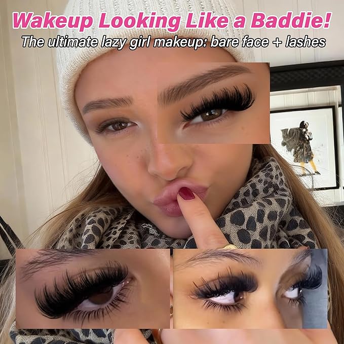 Fluffy Lash Clusters Thick Volume Lash Extension 10-18mm Cluster Eyelash Extensions Individual Lashes Wispy Eyelash Clusters Easy to Apply Cluster Lashes DIY Dramatic Lash Fills (160D+180D+200D)