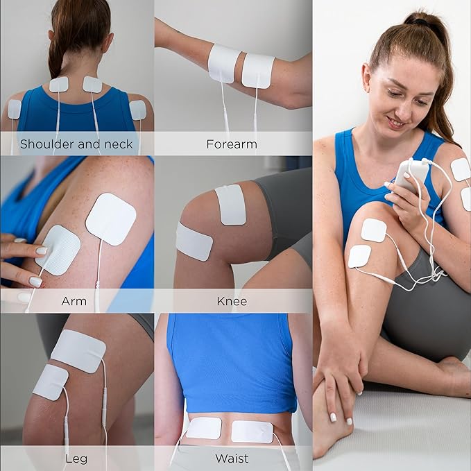 4 in 1 - D.I.Y & Tens Unit & EMS & Massage Muscle Stimulator, Dual Channel TENS Units Therapy Machine for Pain Relief, FDA Cleared Rechargeable Electronic Pulse Massager, with 12pcs Electrode Pads.