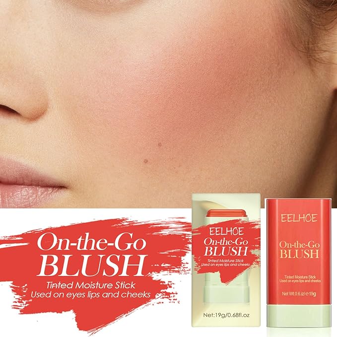 Makeup Blush Stick, Cream Blush Stick, Tinted Solid for Women