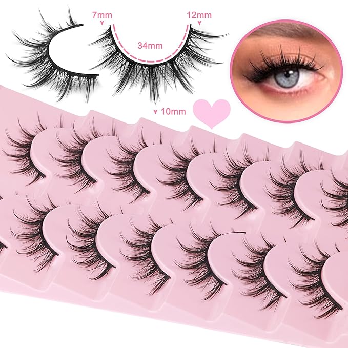 Manga Lashes Natural Look False Eyelashes Anime Lashes Mink Wispy Fluffy Spiky 3D Volume Eyelashes Pack Korean Japanese Asian Cosplay Fake Eyelashes Look Like Individual Cluster 7 Pairs by EYDEVRO