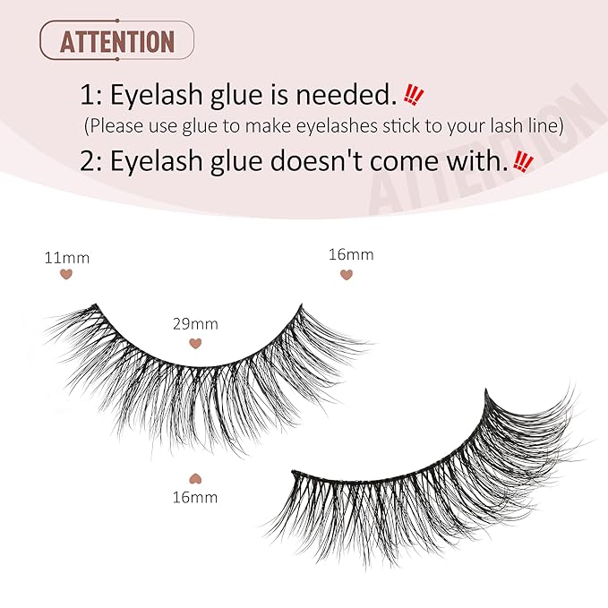 Onlyall Wispy 1 Eyelashes for Natural Flared Look, Soft Fluffy Lashes, Black, 7 Pairs D-K06