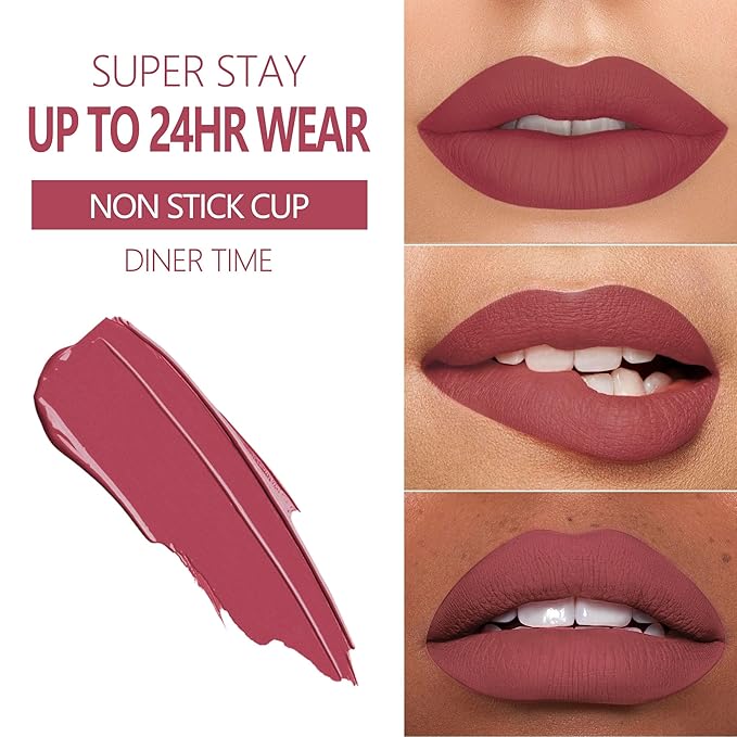 MAKI YIKA 3Pcs Matte Liquid Lipstick Makeup Set Red Dark Nude Lipstick Long Lasting Smudgeproof Transfer Proof Lip Makeup, MVPRed/Nude/LatteNude