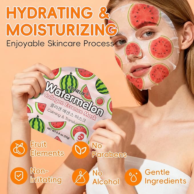 18 Pack Colorful Fruit Face Masks Skincare for Women, Bulk Sheet Hydrating Facial Mask for All Skin Types, Collagen Face Mask for Skin Care, Valentines Day Gifts, Mothers Day Gifts and Spa Party Gifts
