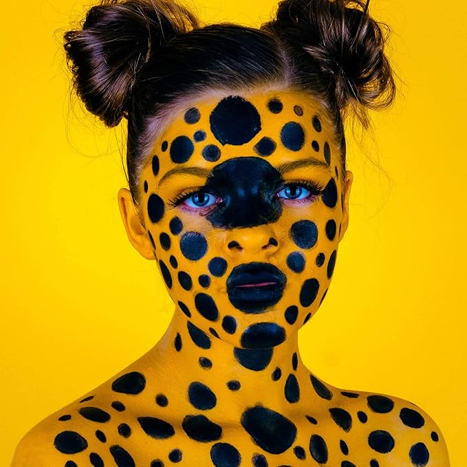 CCbeauty Yellow Face Paint Stick,Face Painting Kit,Non Toxic SFX Makeup For Simpsons Animal Halloween Costume Cosplay,Professional FX Body Paint,Full Coverage Painting Foundation With Makeup Sponge