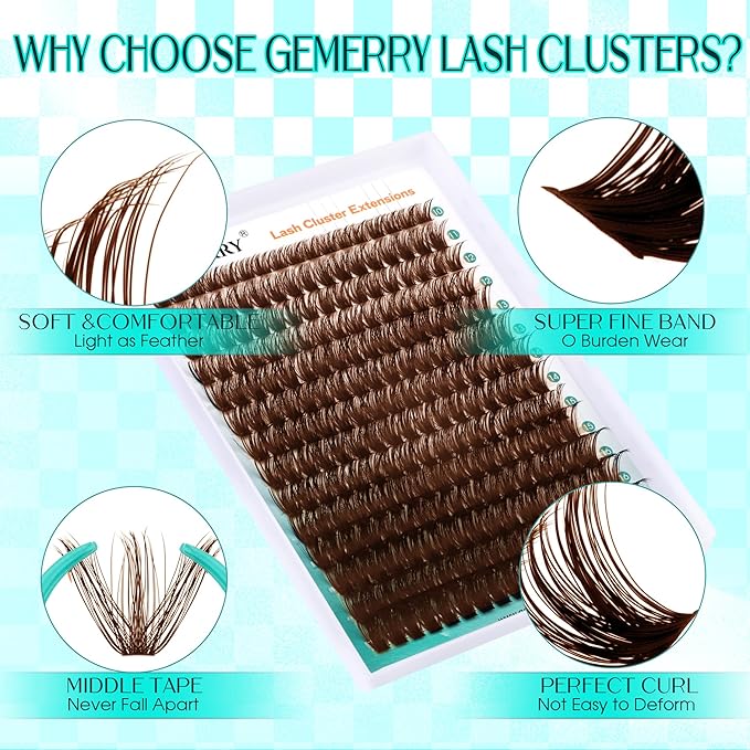 Brown Lash Clusters 280PCS Eyelash Clusters Natural Looking Individual Lash Extenison Fluffy Cluster Lashes DIY Lashes at Home by GEMERRY（80P-10-18mm-Brown)