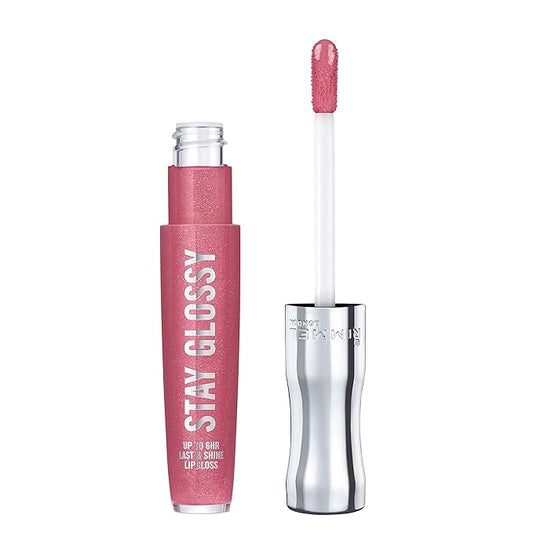 Rimmel Stay Glossy Lip Gloss - Non-Sticky and Lightweight Formula for Lip Color and Shine - 160 Stay My Rose, .18oz