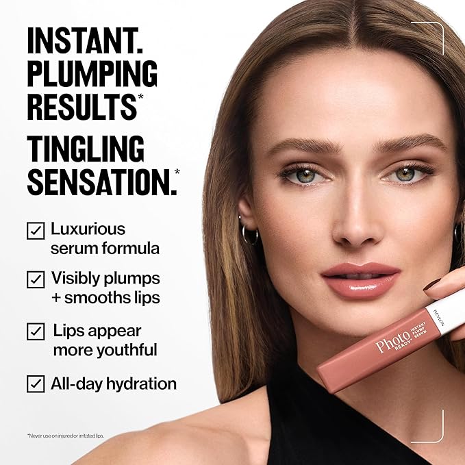 Revlon PhotoReady Instant Plump Serum, Plumping Gloss, Hydrating, Non-Sticky & High Shine Finish, 008 SpiceShow, 0.25 fl oz