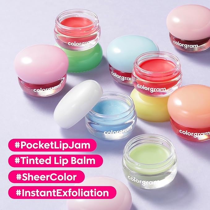 COLORGRAM TINTIN DORY LIP JAM 02 SODA JAM | Pudding Pot Lip Blush | Lip Jam, Hydrating & Plumping Lip Balm with Lightweight, Non-Sticky Formula | Clear Radiance & Semi-Transparent Color