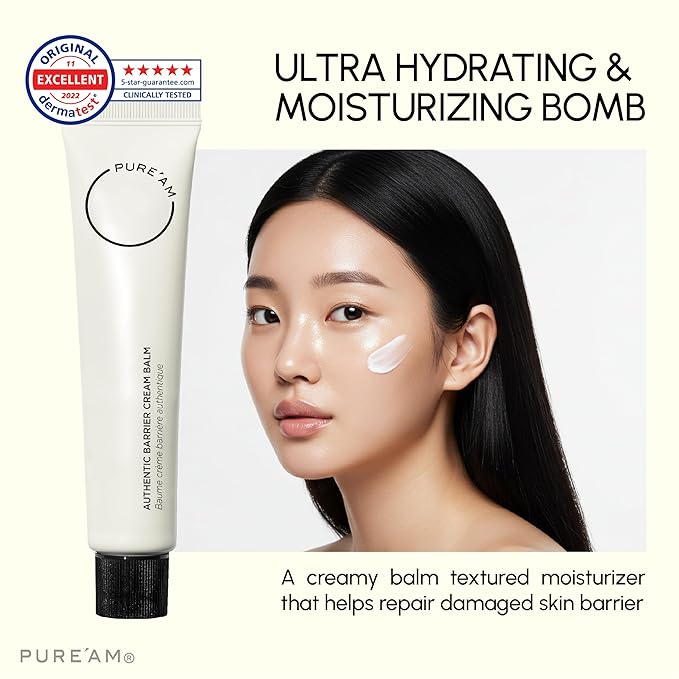 PURE'AM Korean Moisturizer For Dry & Sensitive Skin, Vegan & Hydrating Face Cream For Women, 30ml (1.0 Fl Oz)