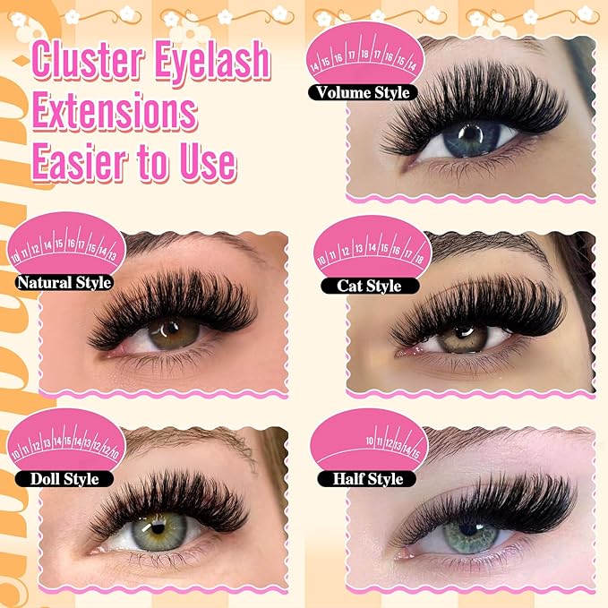 calphdiar Lashes Clusters 60D+80D Thick Eyelash Clusters 480PCS Wispy Lash Clusters Eyelash Extensions Fluff D-curly Individual Lashes 10-18mm DIY Volume Lash Extension at Home