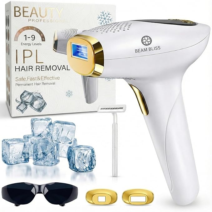 IPL Laser Hair Removal for Women with Ice Cooling Function, 999,999 Flashes Painless Electrolysis Permanent Hair Removal, Hair Removal Device for Armpits Legs Arms Bikini Line