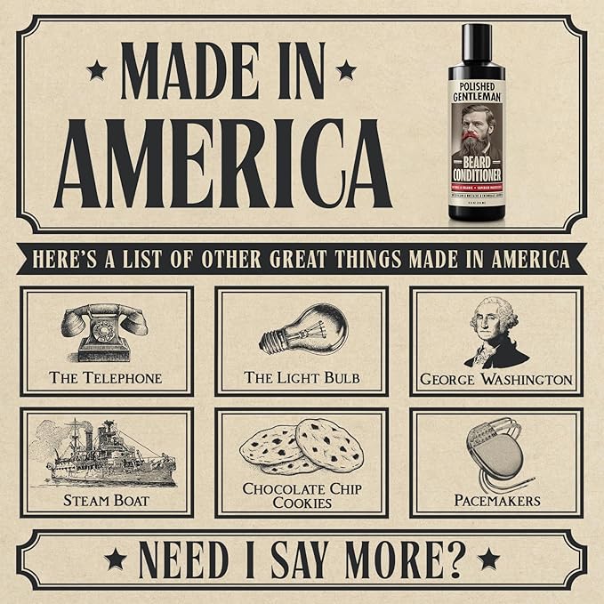 Polished Gentleman Men's Beard Conditioner for Thickener Facial Hair, Made with Tea Tree, Growth Oil and Mustache Softener, Natural Moustache Conditioner and Moisturizer (8 oz)