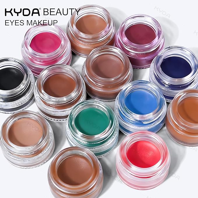 KYDA Brown Gel Eyeliner, Lasting Waterproof Cream Eyeliner & Eyebrow Makeup, High Pigment Smudge-proof Formula, Waterline Matte Eye Liner with Brush, Natural Brow Pomade Set, Espresso