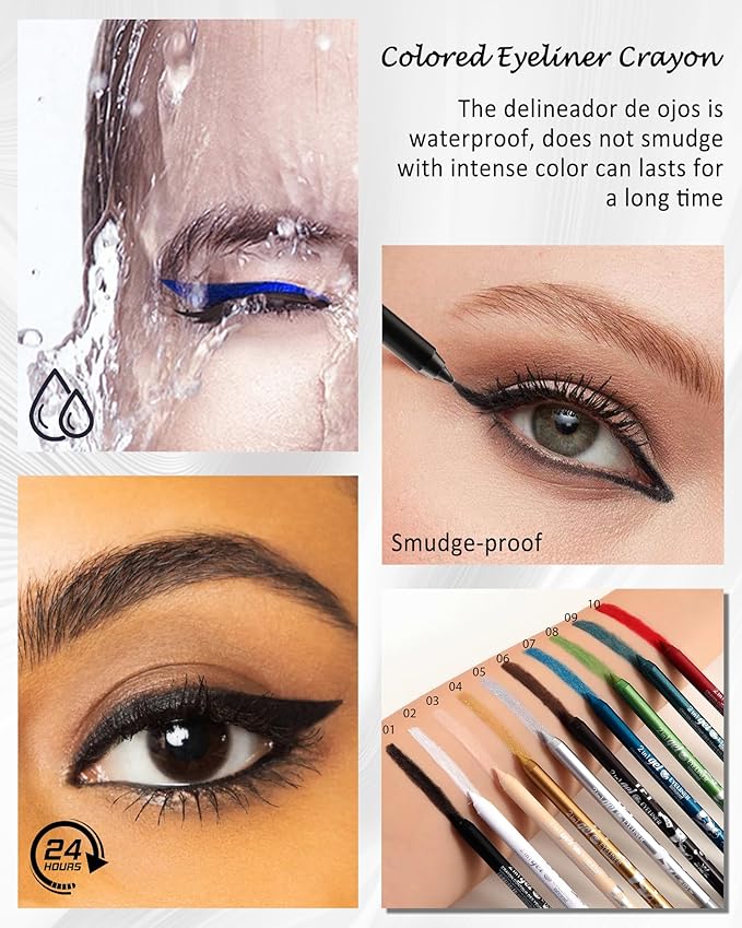 2Pcs Black Gel Eyeliner Pencil, Sharpenable Eye Liner Waterproof Smudge proof Long Wear, Matte Gel Cream Smooth Texture, Intense Color Waterline Eyeliner Pen Makeup with Sharpener, Delineador De Ojos