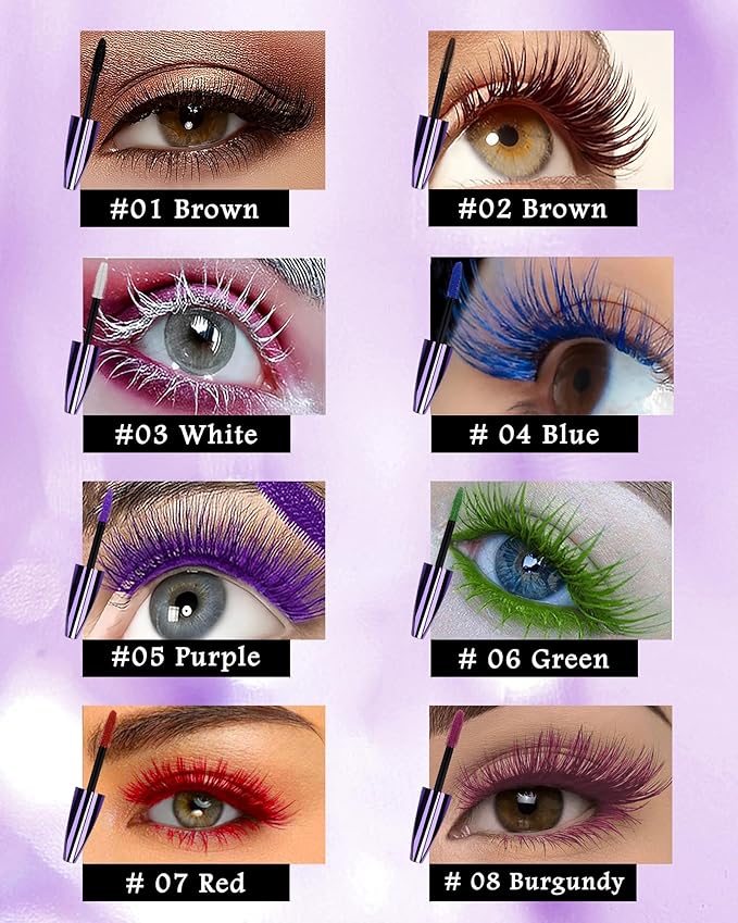 5D Brown Waterproof Mascara Volume and Length, Colored Fiber Mascara for Eyelashes, Longlasting Curling Colorful rimel de pestañas, Mother's Day Eye Makeup Gift for Older Women 60 Plus Girl