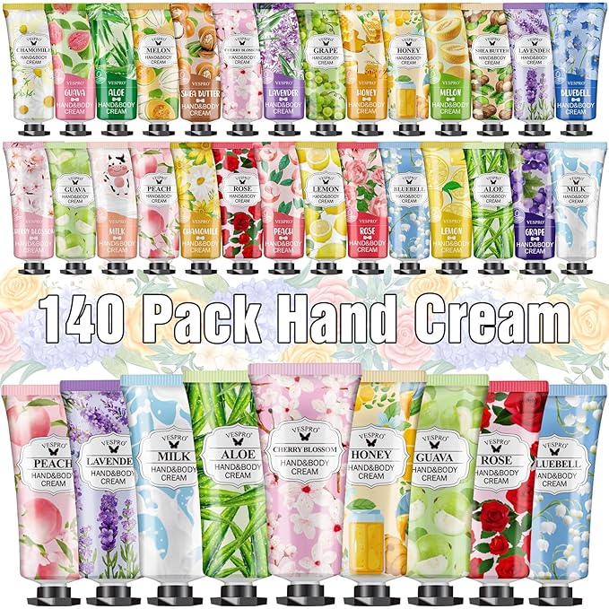 VESPRO 140 Pack Hand Cream Gifts Set, Valentines Day Gifts, Hand Lotion Travel Size for Dry Cracked Hands, Mini Hand Cream for Teacher Appreciation Gifts, Gifts for Mom and Birthday Gifts