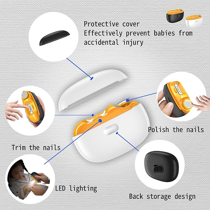 Smart Electric Nail Clipper,Nail File,2 Speeds Automatic Nail Trimmer with LED Light& Clip Storage,Rechargeable & Silent Designed Manicure Set for Kids, Adults, Seniors & Arthritis Patients(White)