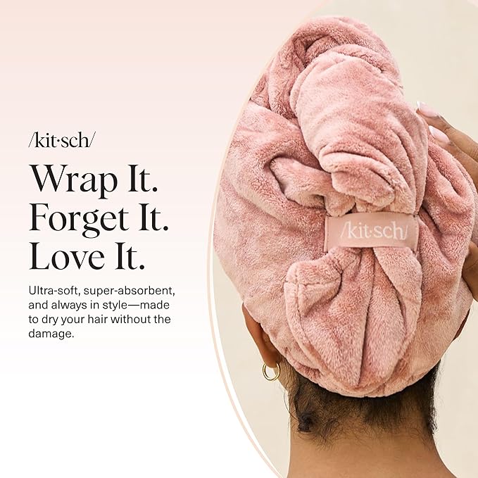 Kitsch XL Microfiber Hair Towel Wrap for Women - Microfiber Towel, Super Absorbent, Quick Dry, Anti-Frizz - for Long & Short Hairs, Turbans for Women