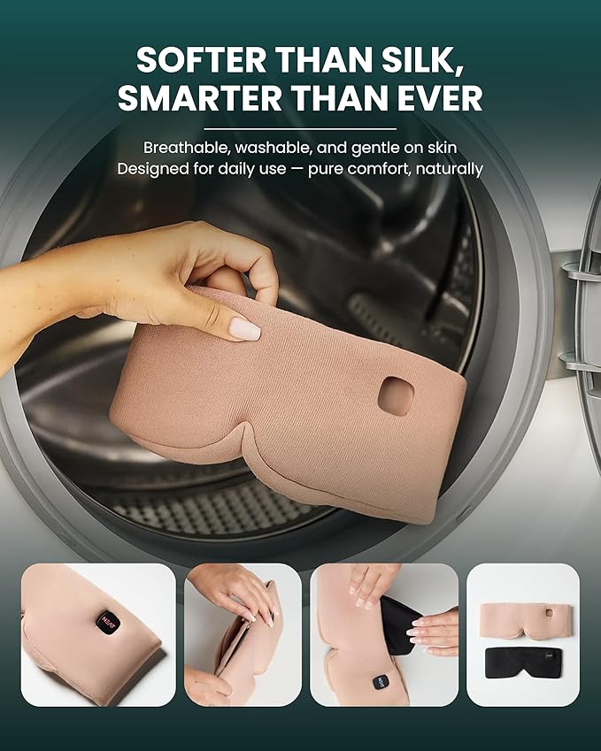 Neat Sunday Heated Eye Mask - Cordless Eye Mask for Dry & Tired Eyes - 4 Adjustable Temperature Settings - Rechargeable and Light Blocking, Washable Cover for Cleaning (Sunset Rose)