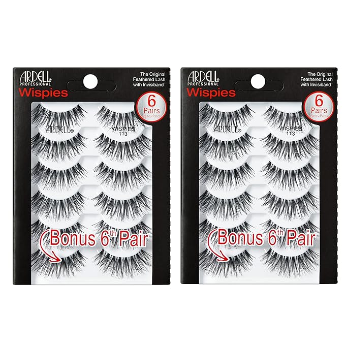 Ardell Wispies Eyelashes – Multi-Dimensional, Natural Lashes Strips, 6 Pairs x 2 Pack