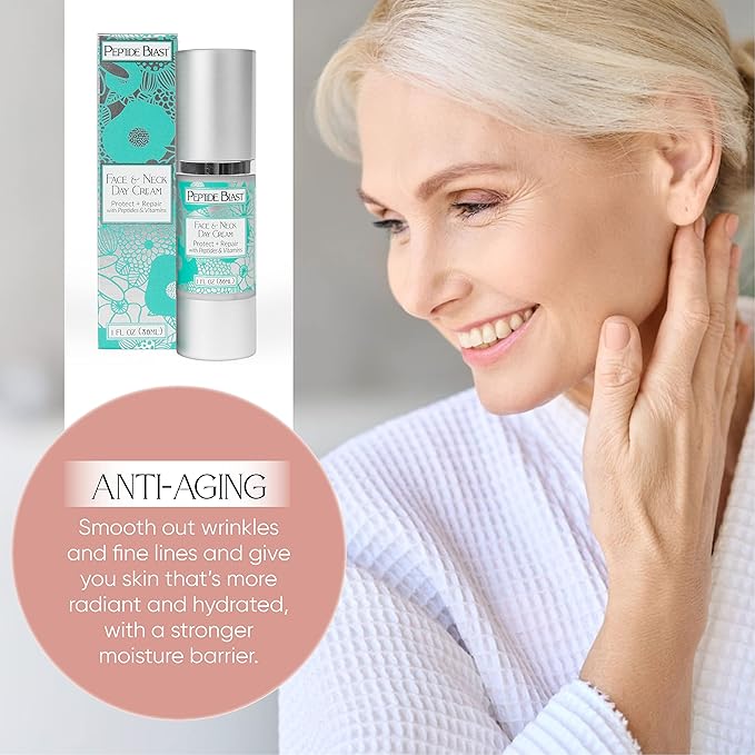 St. Croix Products: Peptide Blast DAY CREAM Packed with Collagen Peptides, and Vitamins C & E – For Face & Neck - 1oz.