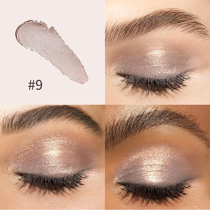 Chifure Eyeshadow Stick, Shimmer and Matte Cream Eye Shadow Brightener Sticks Eyeliner Pencil Crayon, Waterproof Long Lasting Eye Highlighter Stick Makeup,0.056 Oz(#9-Champagne)
