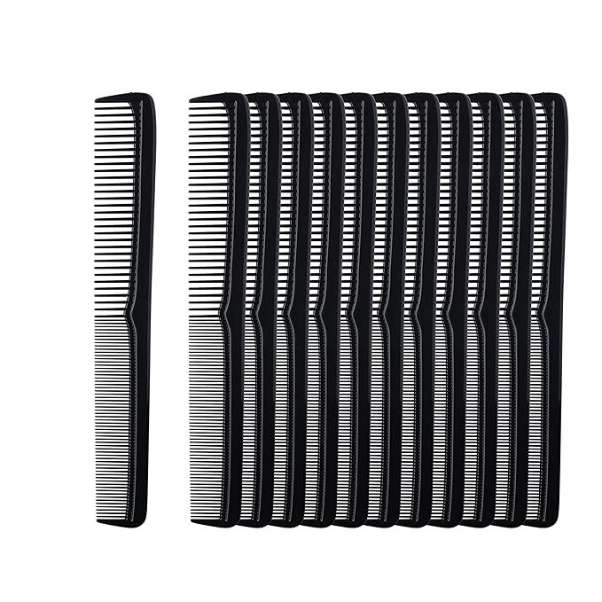Mars Wellness 7" Hair Styling Comb (Bulk Pack of 24) - Plastic for Men & Women - Black Set - Heat Resistant for All Hair Types - for Salon, Barbershops, Home - Made in USA