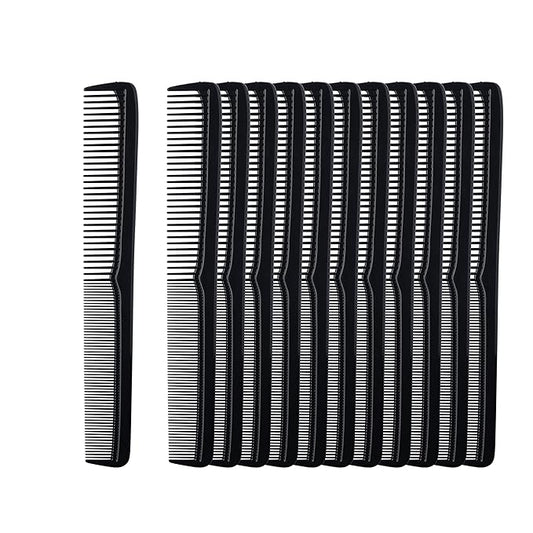 Mars Wellness 7" Hair Styling Comb (Bulk Pack of 24) - Plastic for Men & Women - Black Set - Heat Resistant for All Hair Types - for Salon, Barbershops, Home - Made in USA