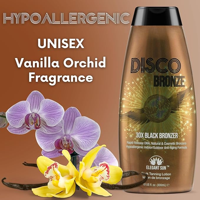 Disco Bronze 30X Black Bronzer Tanning Lotion - Indoor & Outdoor UV Tan Accelerator with DHA, Natural & Cosmetic Bronzers, Proprietary Melanin Boosting Formula, Made in USA for Men & Women – 10 oz