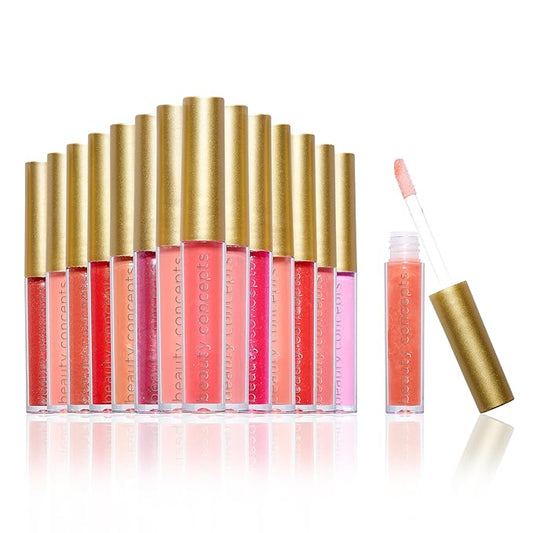 Beauty Concepts Lip Gloss Collection – Shimmering, Glossy Lip Makeup Set for a Radiant Finish, Glitter Floral