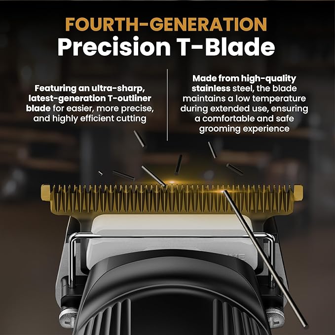 Hair Trimmer for Men - Cordless Hair Buzzer Cutting Kit with T-Blade, 7200 RPM Motor, Men's Haircut Machine Cutter Clippers Head Trimmers Set Barbers Tools