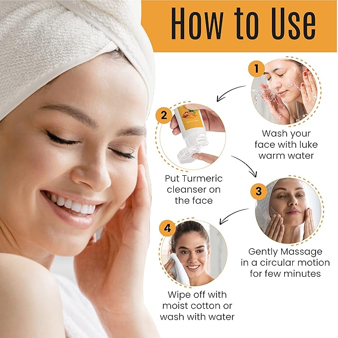 DERMAXGEN Turmeric Facial Cleanser – Natural Anti-Aging Exfoliating Turmeric Face Wash for Glowing Skin – Helps Clear Acne Scars, Dark Spots, Sun Damage & Discoloration – 5 oz