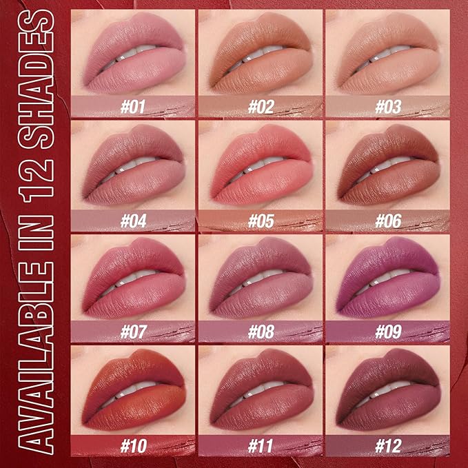 Jolilab 2Pcs Glitter Lip Kit - Velvet Matte & Nude Matte Lipstick + Glitter Lip Gloss/Glitter Lipstick High Pigmented Long-Lasting Waterproof Beauty Cosmetics Gift for Women(#03+08)