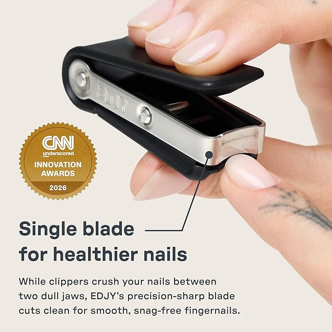 EDJY Fingernail Cutter - Precision Stainless Steel Nail Cutter for Fingernails | Sharp Blade, Ergonomic Design, Durable & Rust-Resistant | Ideal for Men and Women | Black