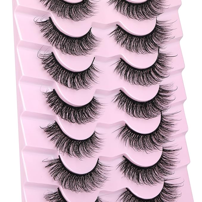 JIMIRE Faux Mink Lashes Wispy Fairy Strip Lashes Full Fluffy False Eyelashes Cat Eye Pestañas 5D Multilayer Spiky Butterfly 15MM Volume Fake Lashes 8 Pairs Pack