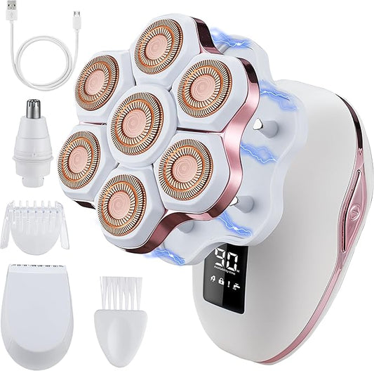 Women's Electric Razors for Women Legs Pubic Facial Hair Removal 2 in 1 Womens Electric Shaver for Women,Bikini Trimmer for Lady,Waterproof (7D)
