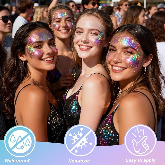 Silver Body Glitter Stick, Metallic Gel Face Glitter for Women and Girls, Gel Formula Hair Accessories for Festival Concert Party Makeup, Stage Performance Cosplay Costume Events