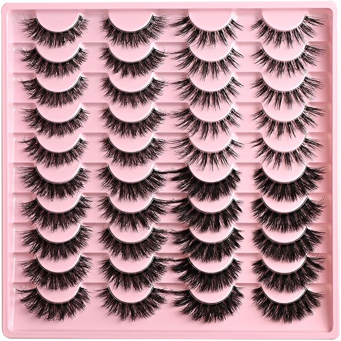 FARRED Lashes Wispy False Eyelashes 4 Styles Cat Eye Fake Lash Strips Natural Fluffy Clear Band Strip Eyelash Pack 20 Pair Mink Short Cateye Lashes Natural Looking Wispies Easy Eye Lash for Beginners