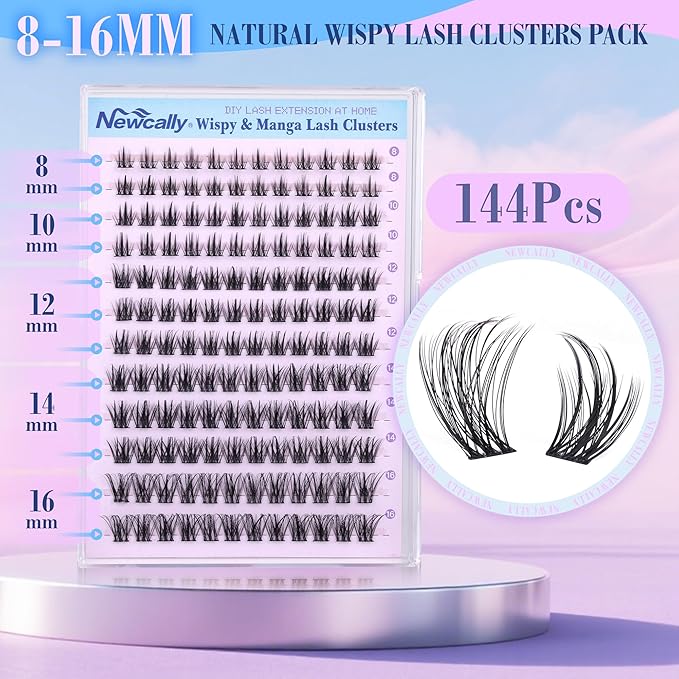 Wispy Lash Clusters Eyelash Extension Natural Look Eyelash Clusters Soft Individual Lashes 8-16MM CD-curly DIY Lash Extension Beginner-friendly by Newcally