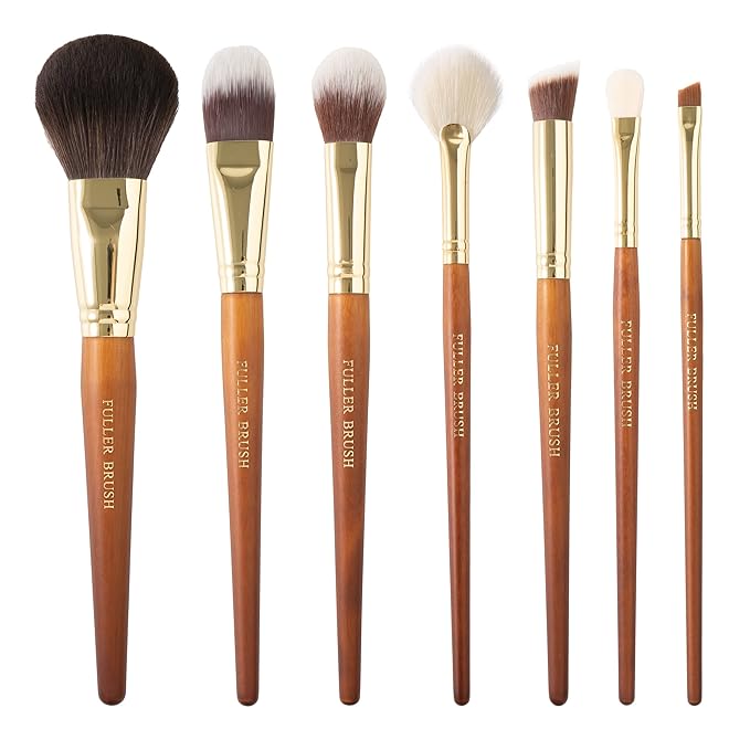 Fuller Brush Cosmetic Brush Set with Case – 7-Piece Makeup Brush Collection for Face & Eyes – Includes Powder, Foundation, Blush, Concealer, Eyeliner, Fan & Blending Brushes – Synthetic Bristles