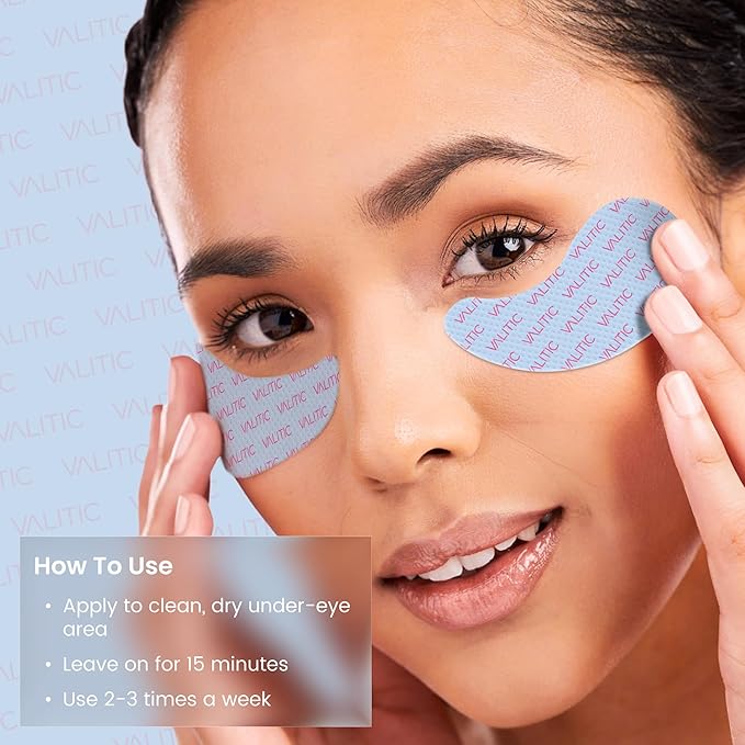 VALITIC Kojic Acid Under Eye Masks - Brightening Under Eye Patches Travel Essentials for Women and Men - Fades Dark Circles and Reduces Puffy Eyes - with Niacinamide, Collagen and Caffeine - 6 Pack