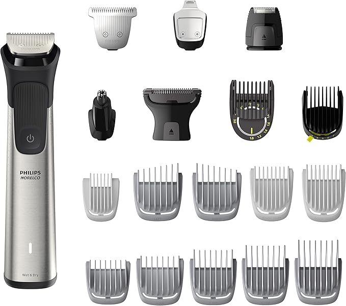 Norelco New Philips Multigroom Series 9000-21 Piece Men's Grooming Kit for Beard, Body, face, Nose, Ear Hair Trimmer w/Premium Storage case, MG9510/60